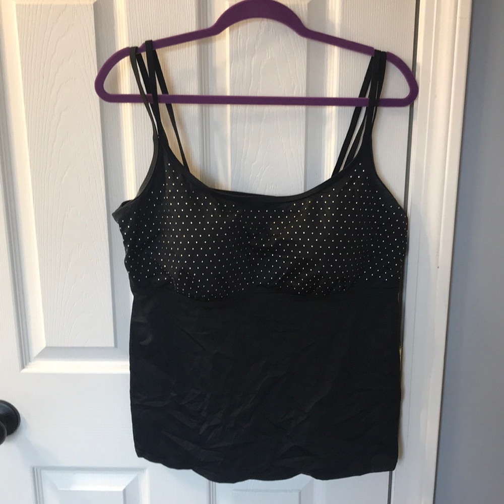 Women’s black studded tankini swim top size 18